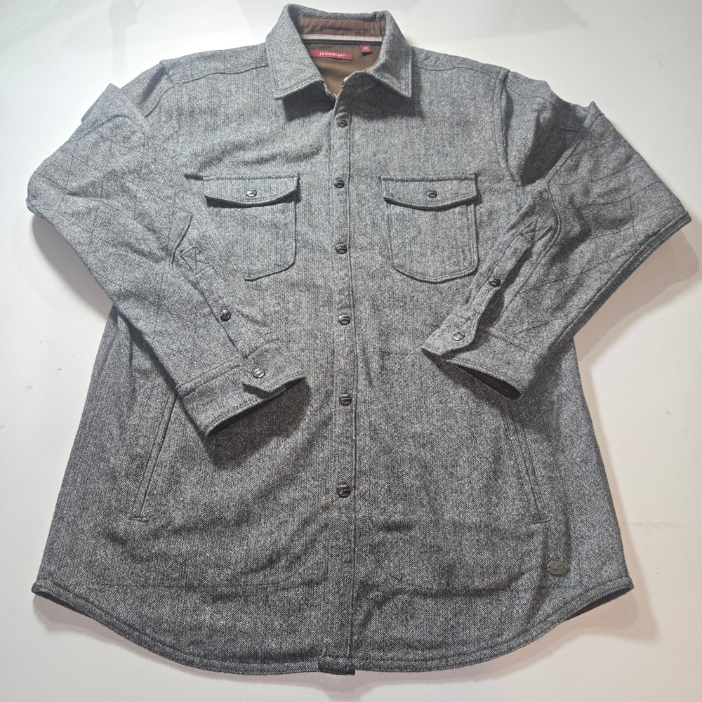 Jeremiah Mens Grey Herringbone Wool Blend Shirt Jacket Shacket Size M